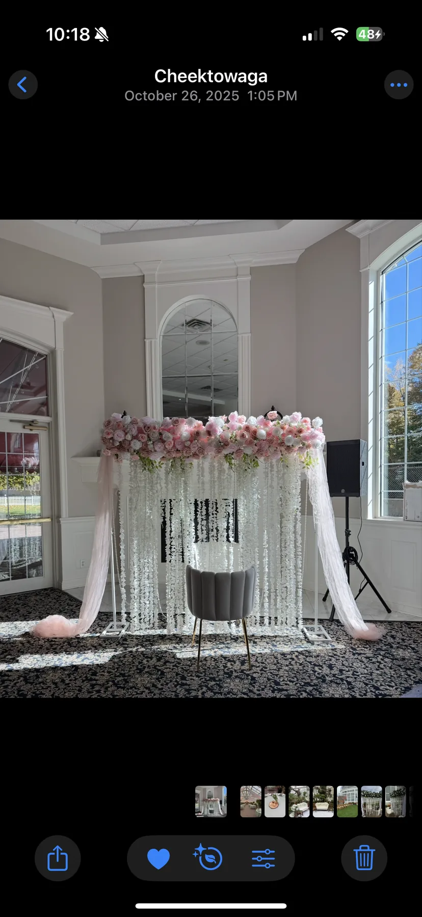 Buffalo event decor setup with floral stage styling by WNY Decor.
